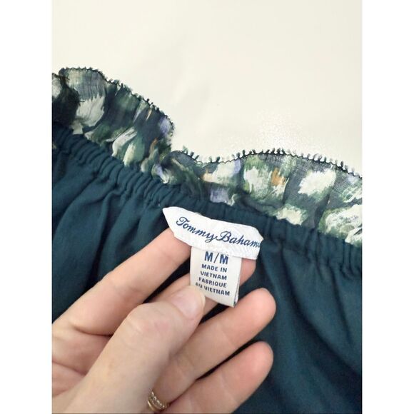 Tommy Bahama Green White Jeweled Jaguar Off The Shoulder Midi Dress Medium - Picture 7 of 8